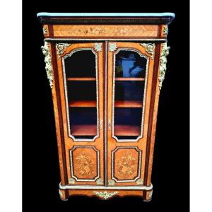 Bibliothèque en marqueterie  et bronze doré 