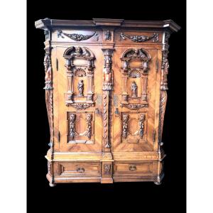 Carved Baroque Cabinet In Walnut
