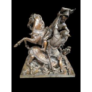 Bronze Statue Of Charles Martel In Battle