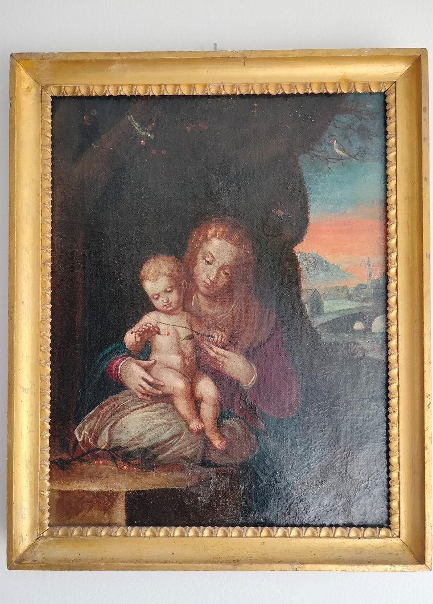 TABLEAU H.s.t. ''Vierge Aux Cerises'' fin XVIII -photo-5