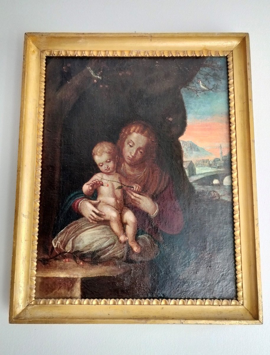 TABLEAU H.s.t. ''Vierge Aux Cerises'' fin XVIII -photo-6
