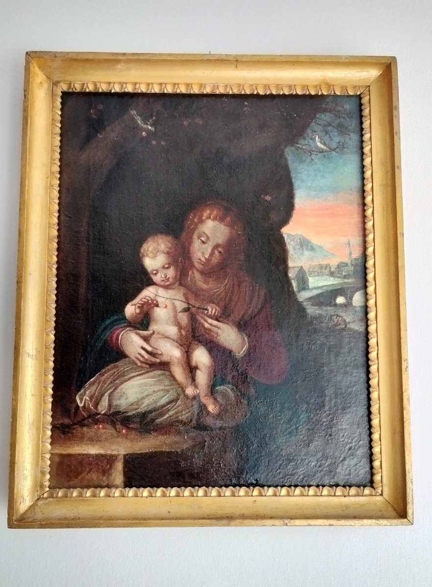TABLEAU H.s.t. ''Vierge Aux Cerises'' fin XVIII 