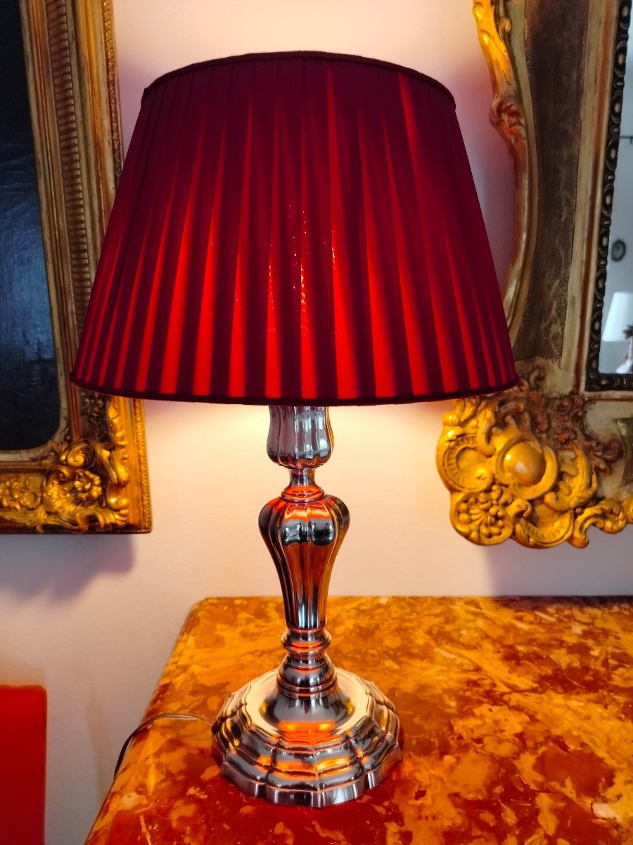 Candlestick Silver Metal , Louis XIV Style, Lampshade 