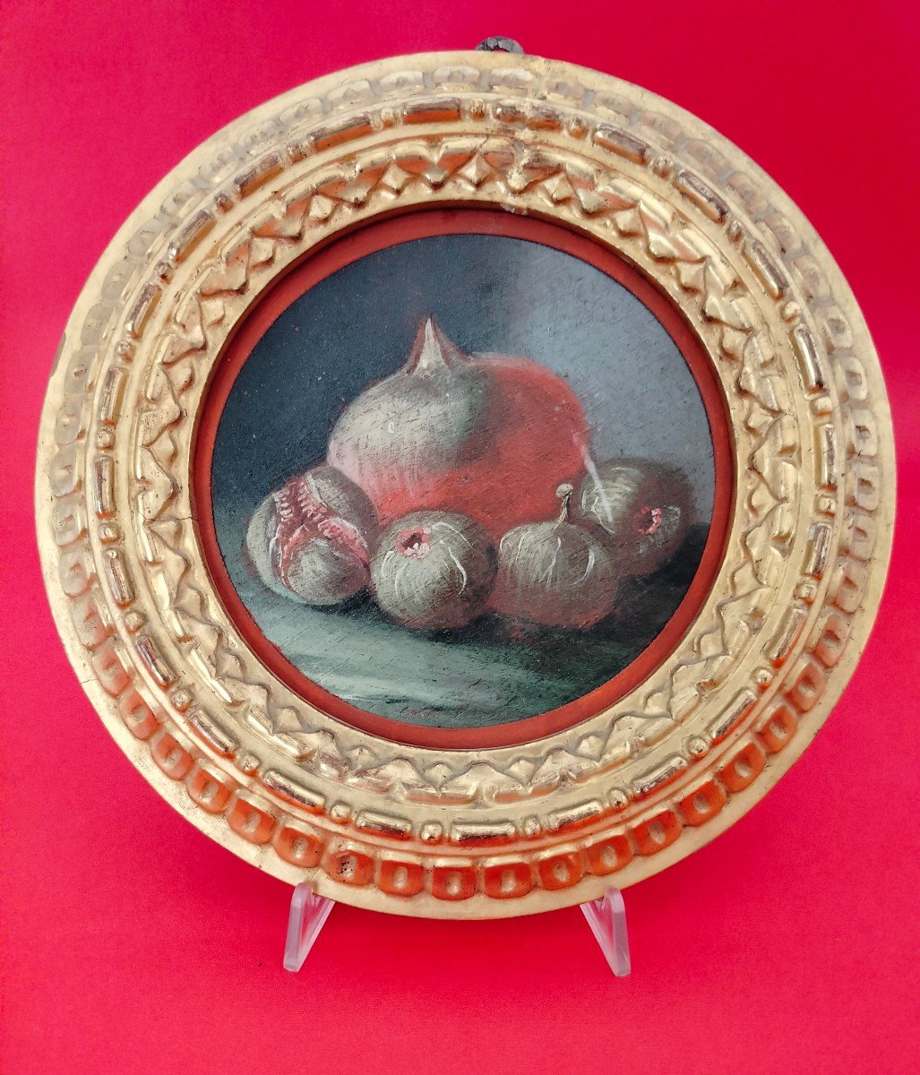Tableau h.s.p.  fin XVIII s.  &#039;&#039;Grenade et Figues &#039;&#039;  -photo-3