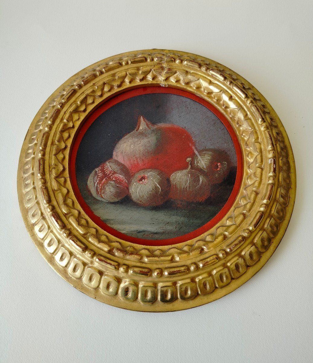 Tableau h.s.p.  fin XVIII s.  &#039;&#039;Grenade et Figues &#039;&#039;  -photo-2