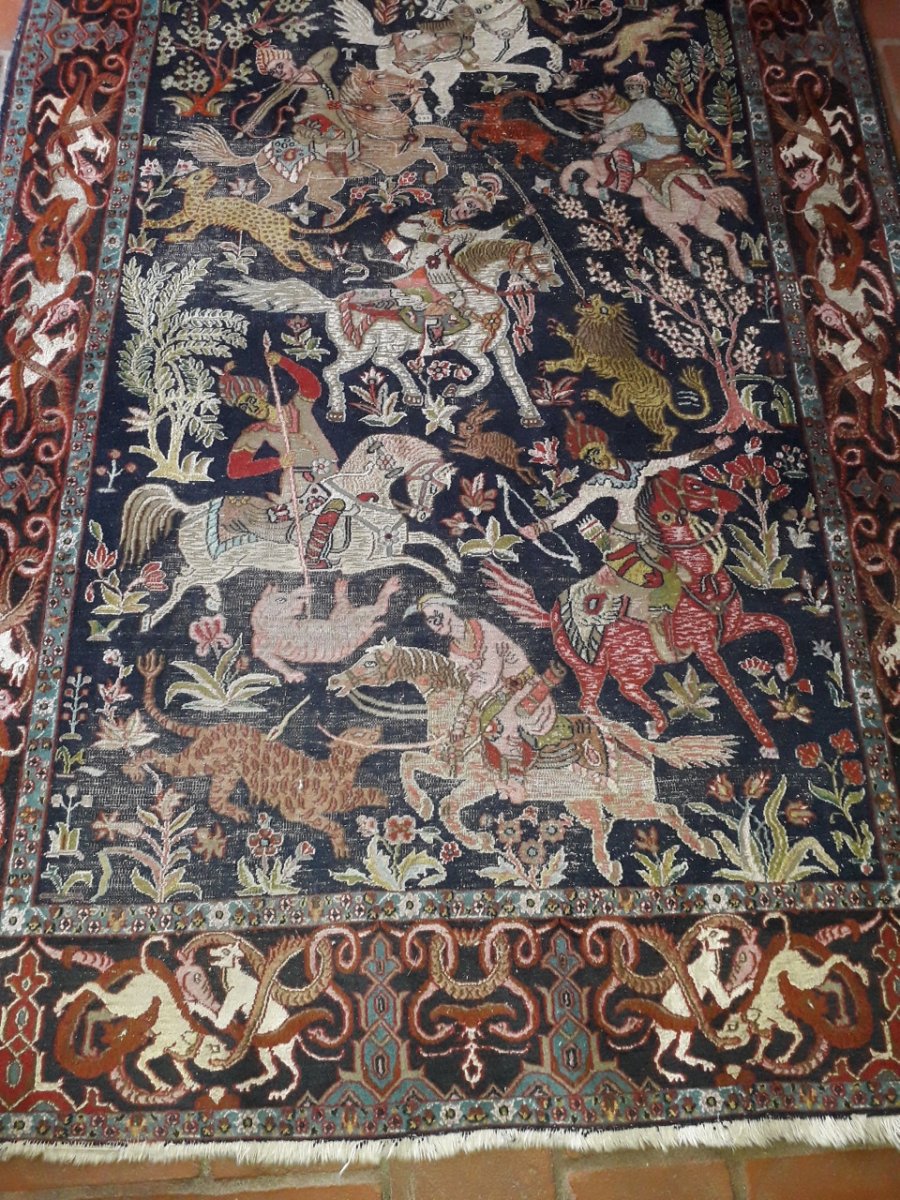 Tapis Ghoum en coton et soie - Iran -Epoque du Shah-photo-2