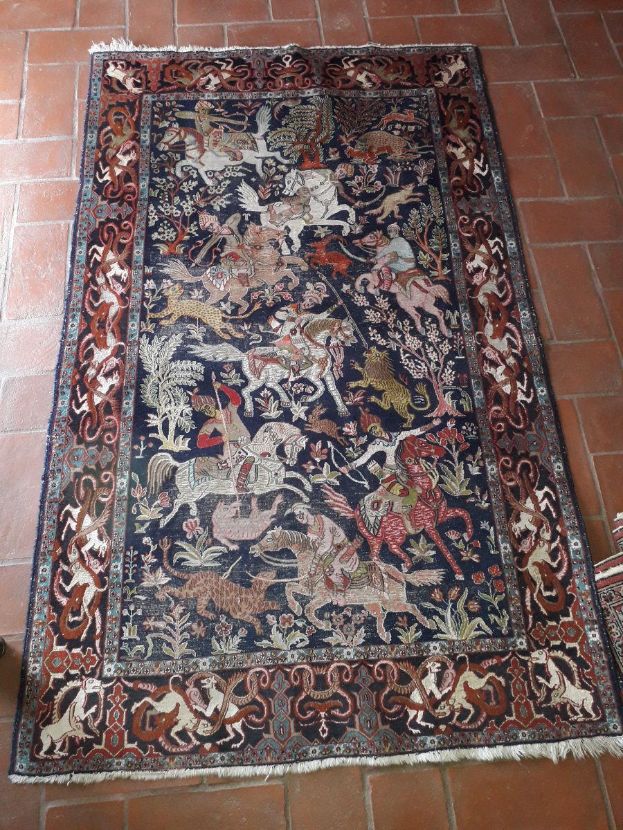 Tapis Ghoum en coton et soie - Iran -Epoque du Shah