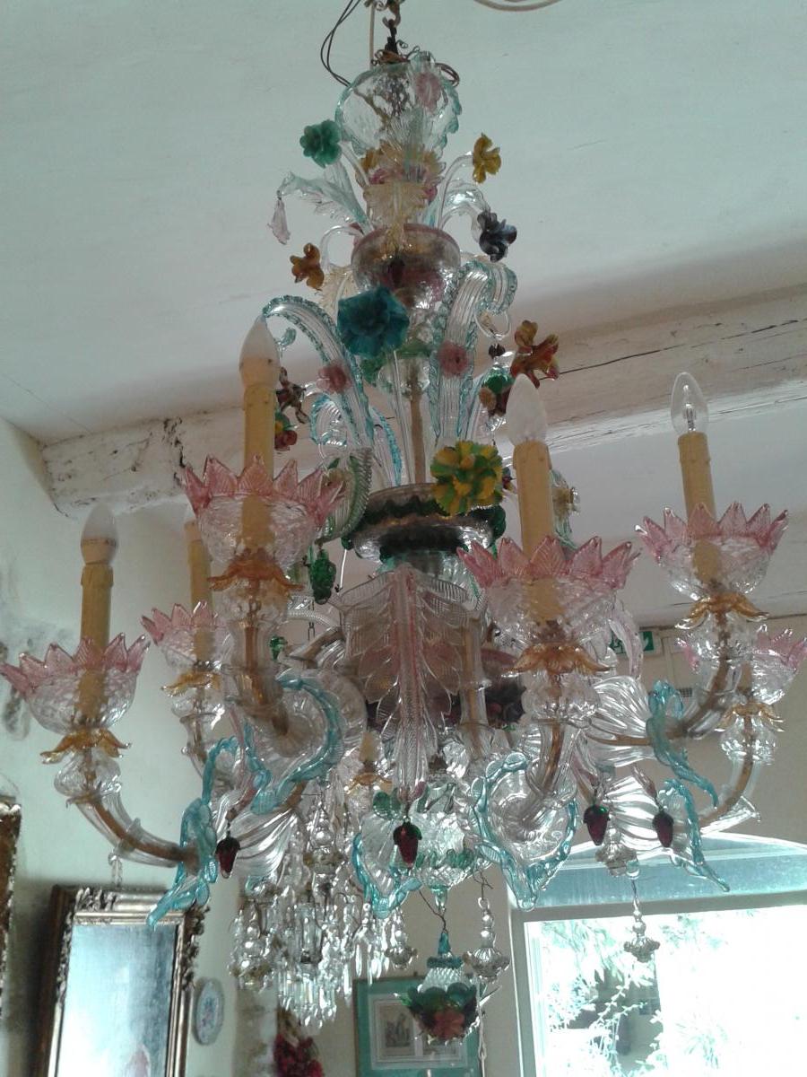 Lustre verre de  Murano, Venise, 8 feux-photo-1