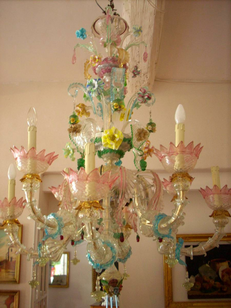 Lustre verre de  Murano, Venise, 8 feux
