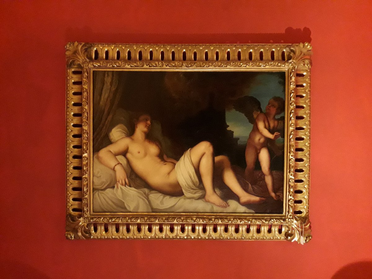 Danaé (école Titien) tableau, huile sur toile-photo-8