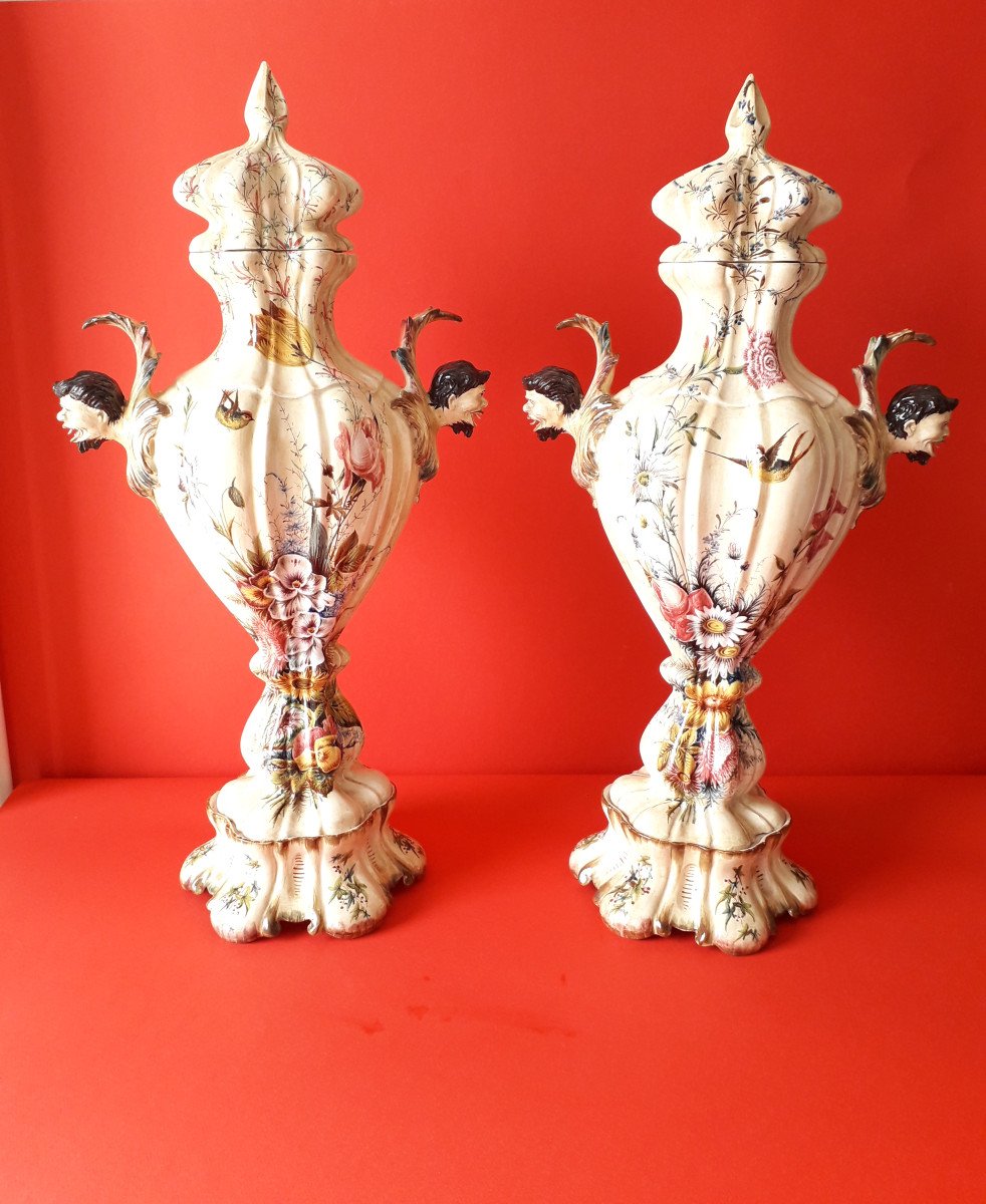 Vases en maiolique Antonibon  Nove Italie.