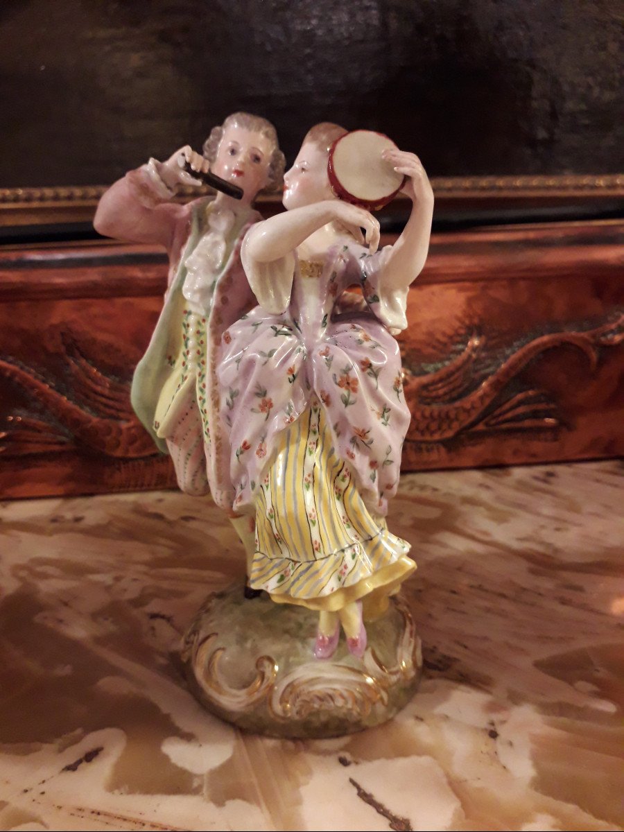 Musician Couple, Saxony Porcelain Statuine-photo-2