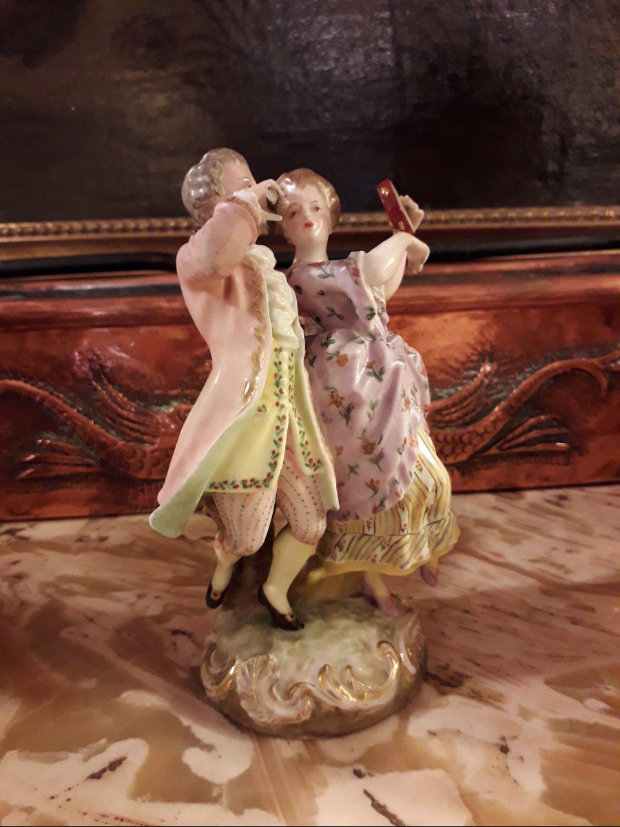 Musician Couple, Saxony Porcelain Statuine-photo-4