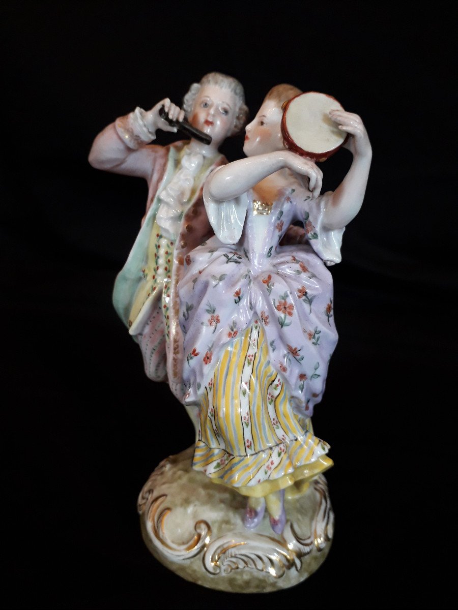 Musician Couple, Saxony Porcelain Statuine-photo-4