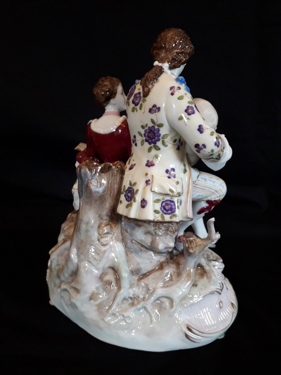 The Music Lesson, Saxony Porcelain Statuine-photo-4