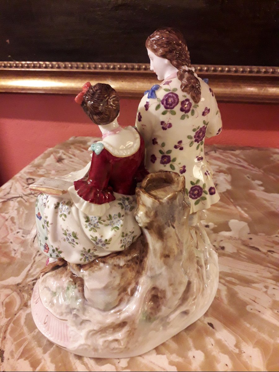 The Music Lesson, Saxony Porcelain Statuine-photo-3