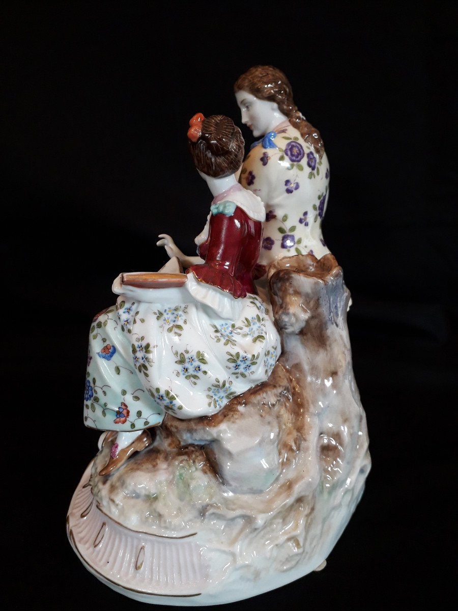 The Music Lesson, Saxony Porcelain Statuine-photo-3