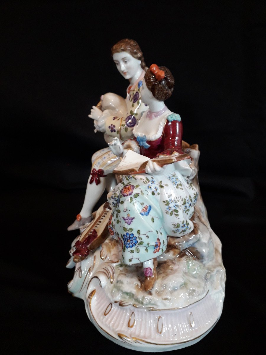 The Music Lesson, Saxony Porcelain Statuine-photo-4