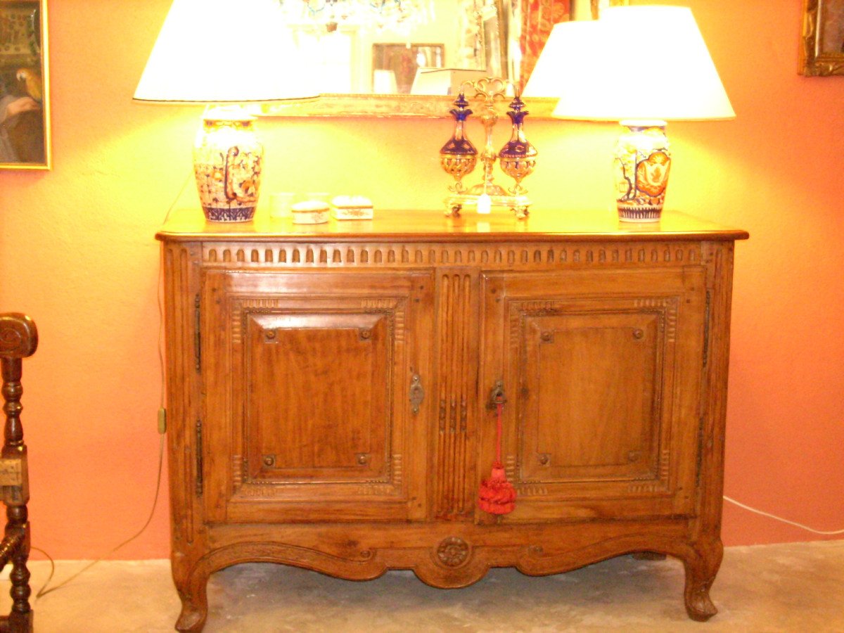 French Buffet Sculpted  Cherry,  Louis XV /  XVI Transition 
