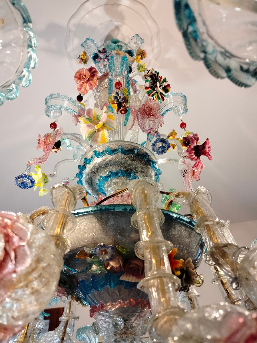 Lustre verre soufflé  Murano Venise, 12 Feux-photo-7