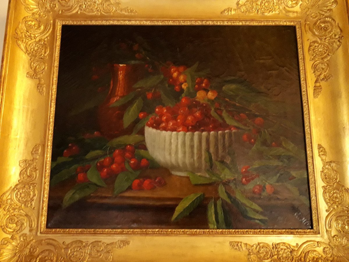 Nature Morte Aux Cerises tableau huile sur toile 