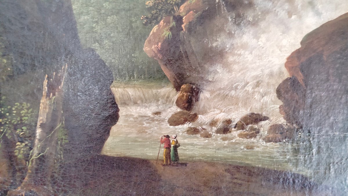 Cascade Landscape Painting Oil On Canvas -photo-1