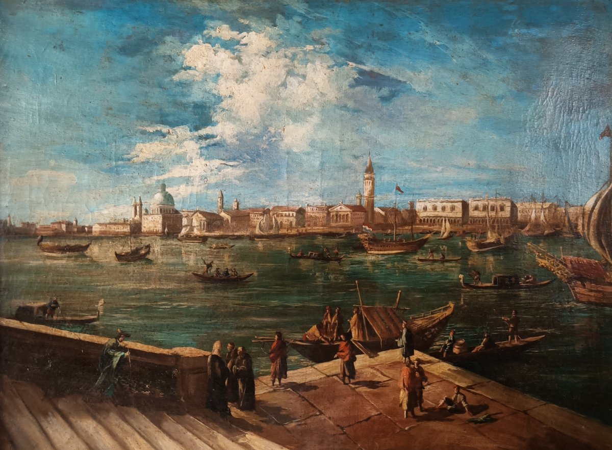 Le Bassin de Venise, (dans le goût du Canaletto )  huile sur toile-photo-2