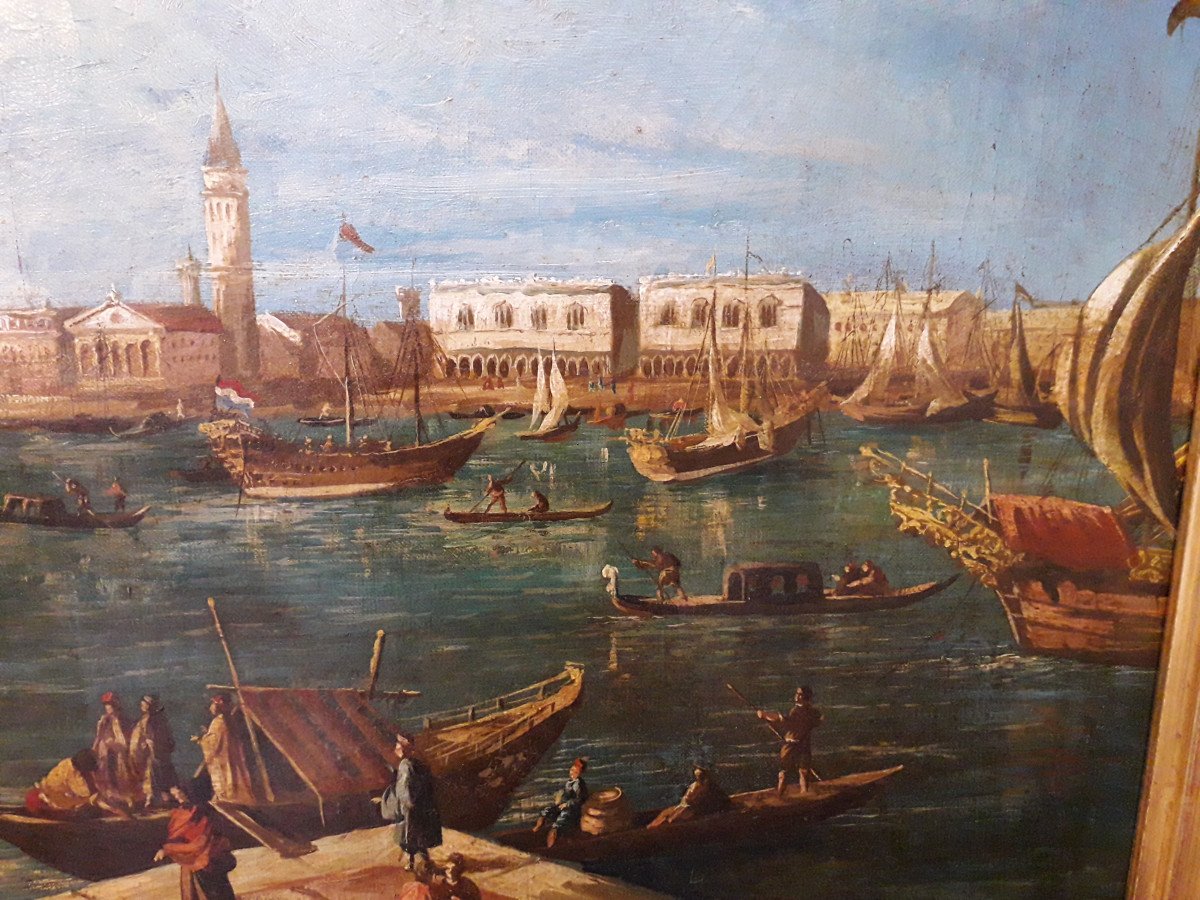 Le Bassin de Venise, (dans le goût du Canaletto )  huile sur toile-photo-4