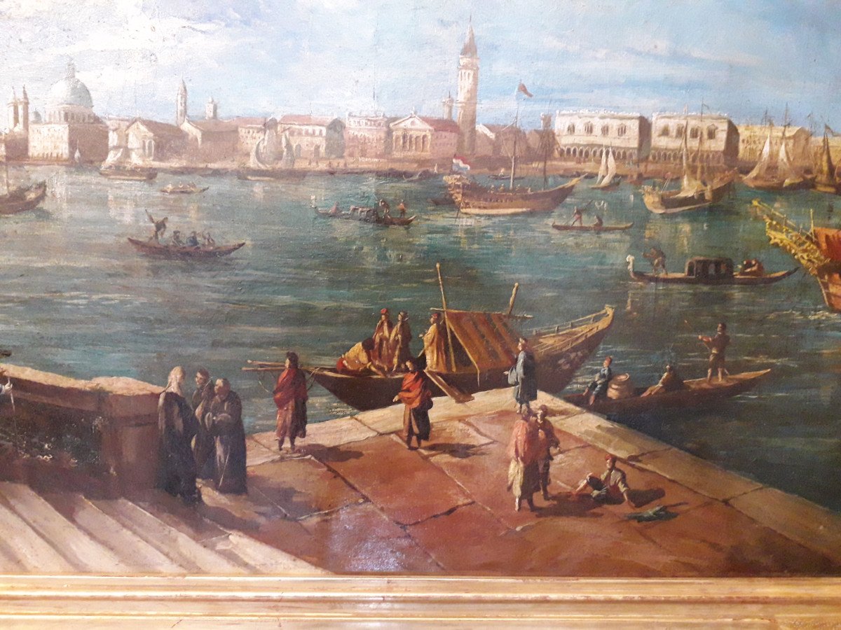 Le Bassin de Venise, (dans le goût du Canaletto )  huile sur toile-photo-1