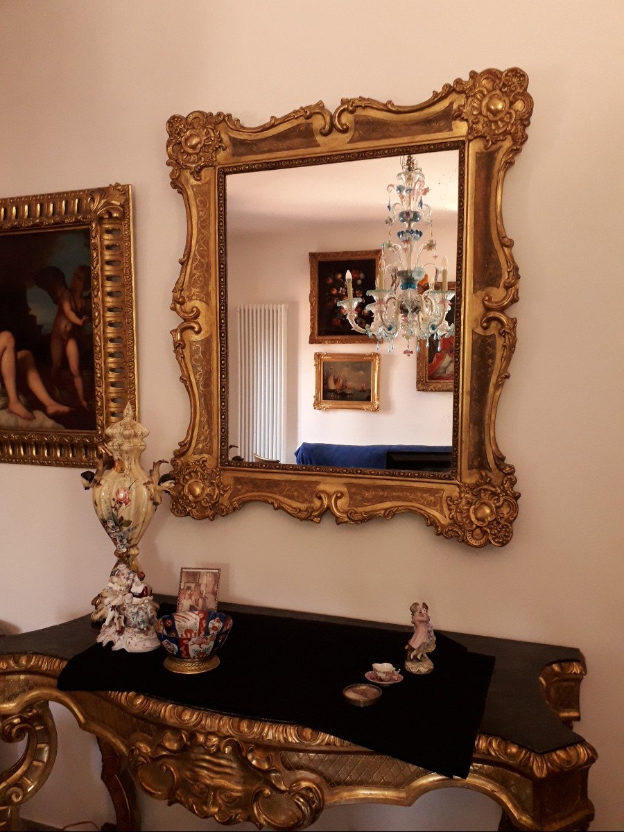 Miroir dans Cadre Bois Doré - Venise XVIII s.-photo-3