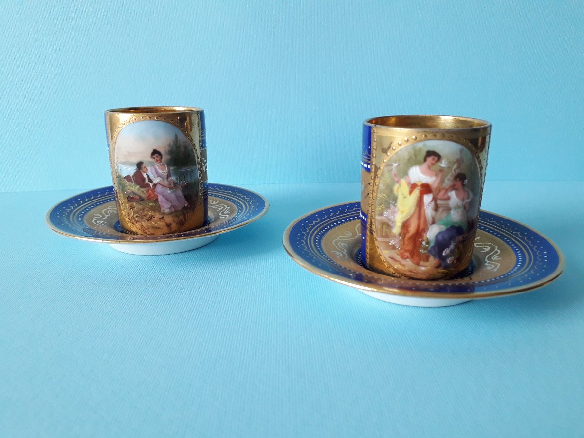 Tasses Litron - Porcelaine De Vienne XIX siècle-photo-2