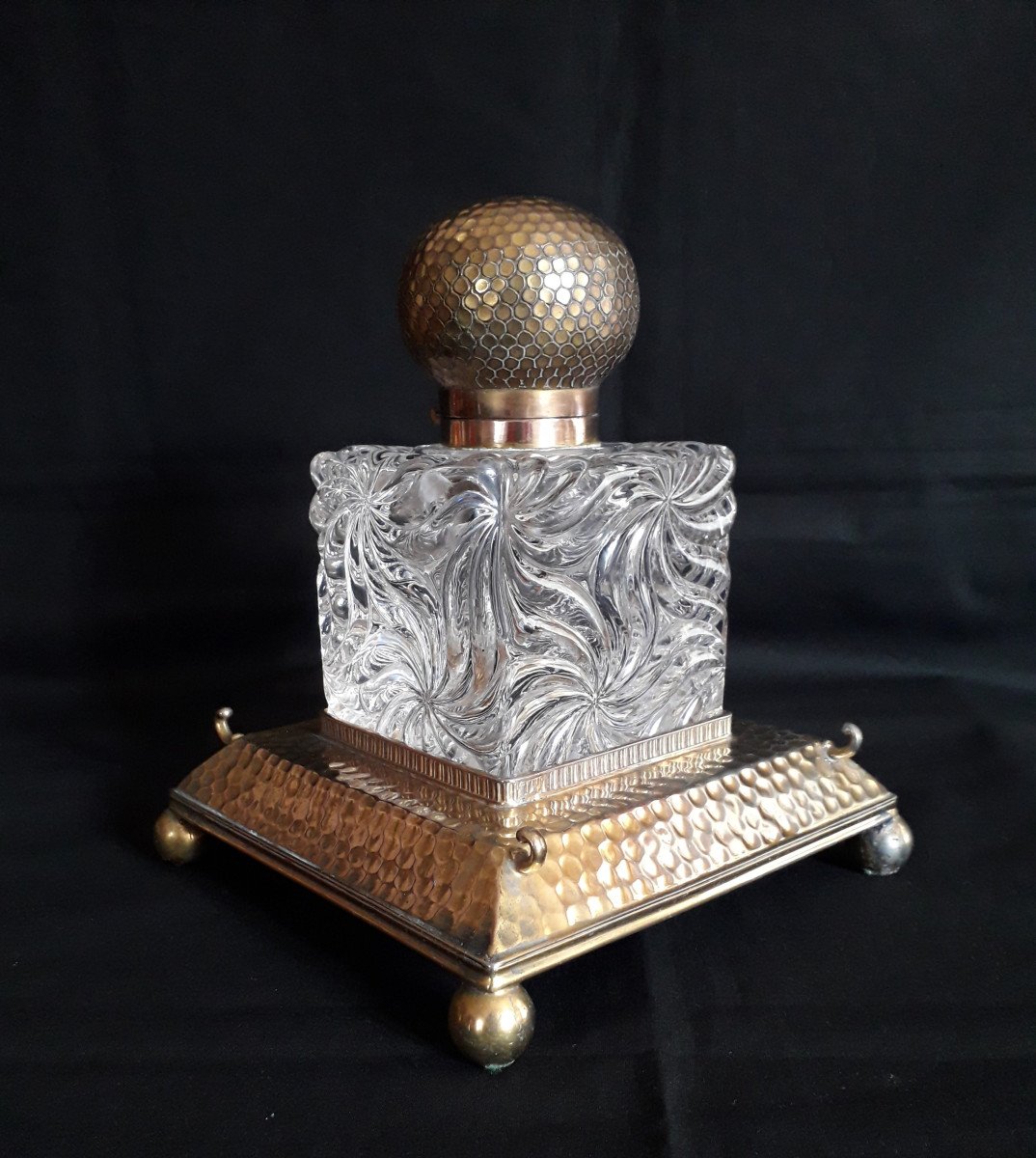 Crystal And Brass Inkwell-photo-1