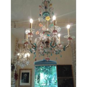 Murano Venice Glass  Chandelier, 6 Lights 