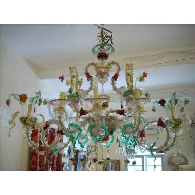 Chandelier  Murano Venice Glass  Gondola 10 Lights