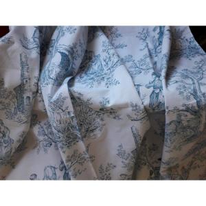 Pair Of Toile De  Jouy,  Light Blue Fabric 