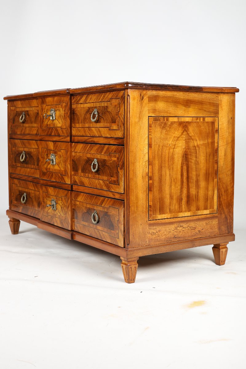 Louis XVI-period Walnut Chest Of Drawers With Marquetry, Central Europe, Circa 1800-photo-3