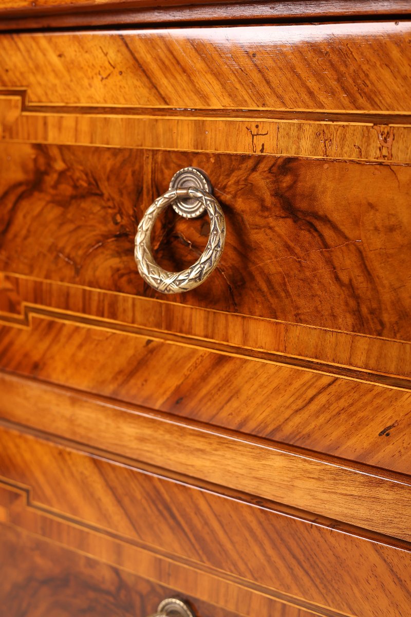 Louis XVI-period Walnut Chest Of Drawers With Marquetry, Central Europe, Circa 1800-photo-4