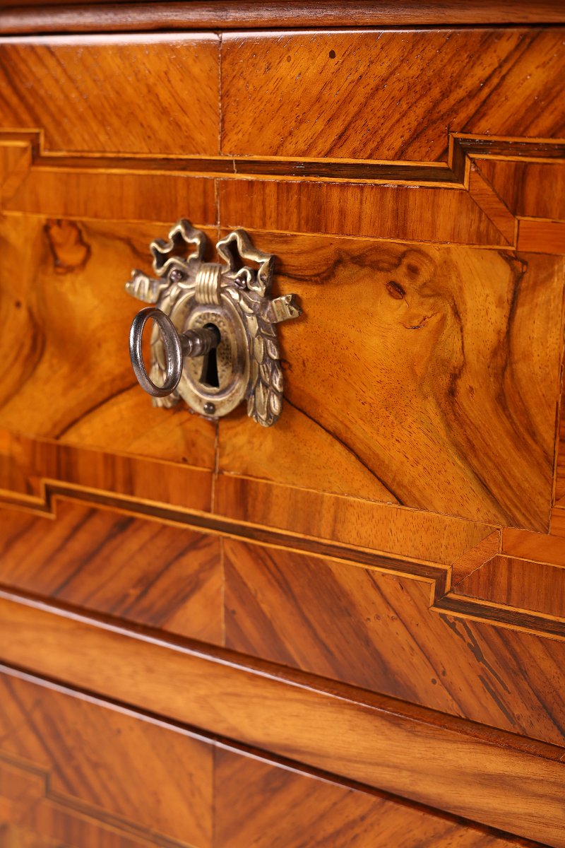 Louis XVI-period Walnut Chest Of Drawers With Marquetry, Central Europe, Circa 1800-photo-1