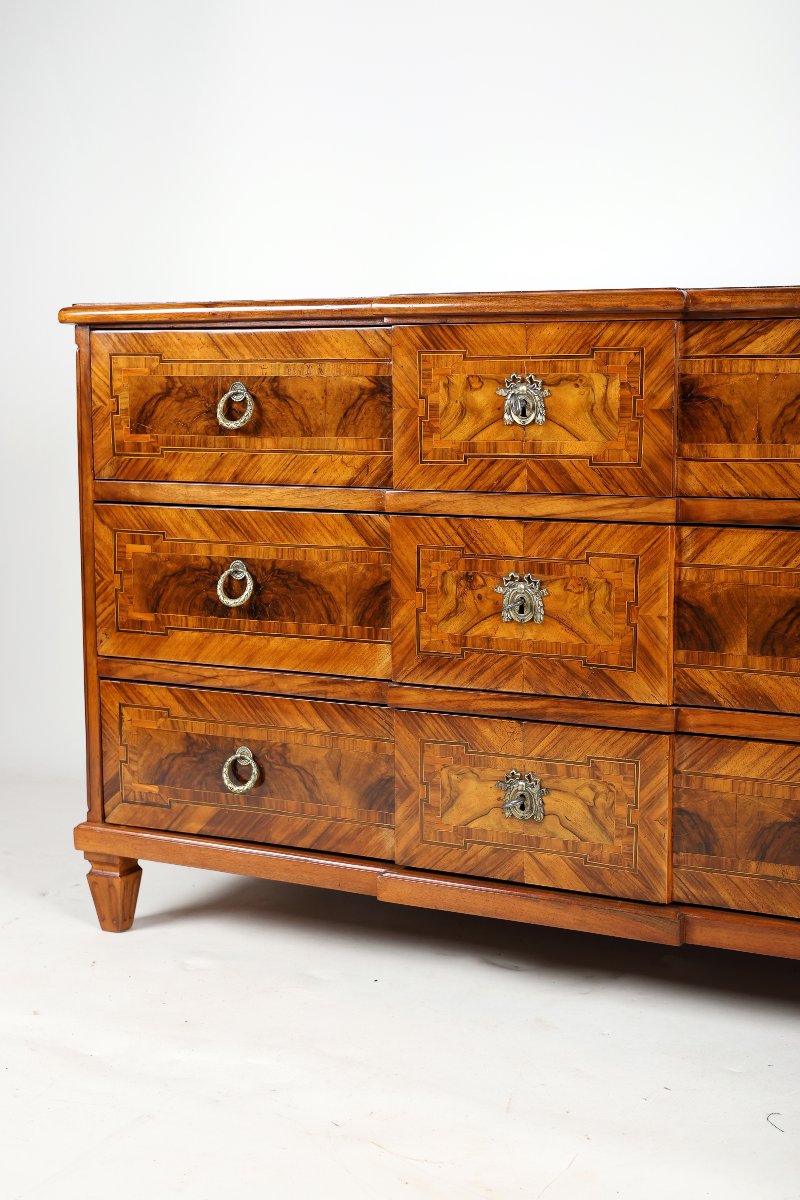 Louis XVI-period Walnut Chest Of Drawers With Marquetry, Central Europe, Circa 1800-photo-5