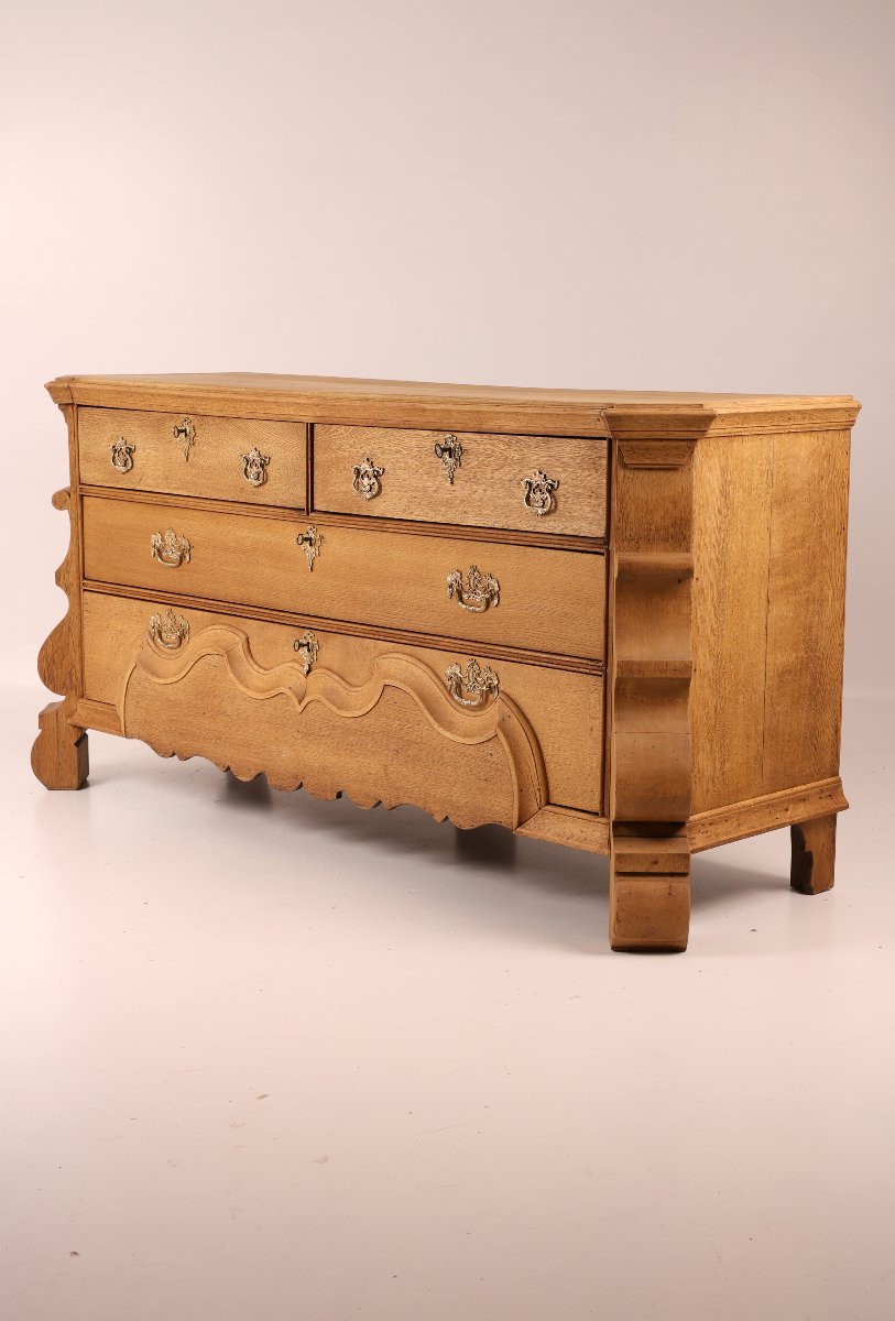Commode baroque hollandaise du XVIIIᵉ siècle en chêne blanchi, Pays-Bas-photo-2