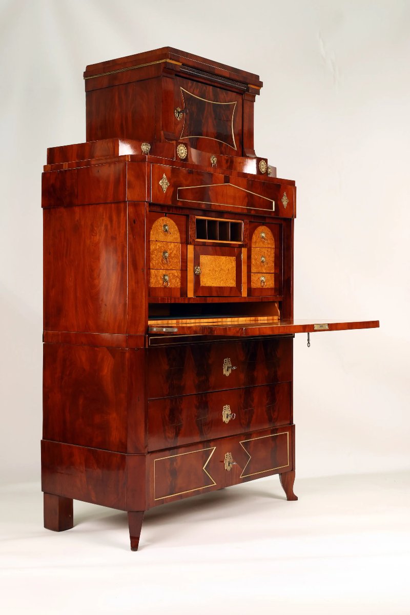 Empire-style Mahogany Drop-leaf Desk, Early 19th Century, Circa 1810-photo-2