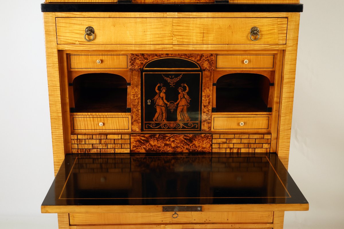 Fine Biedermeier Maple Secretaire, North Germany (braunschweig), Circa 1815-photo-1