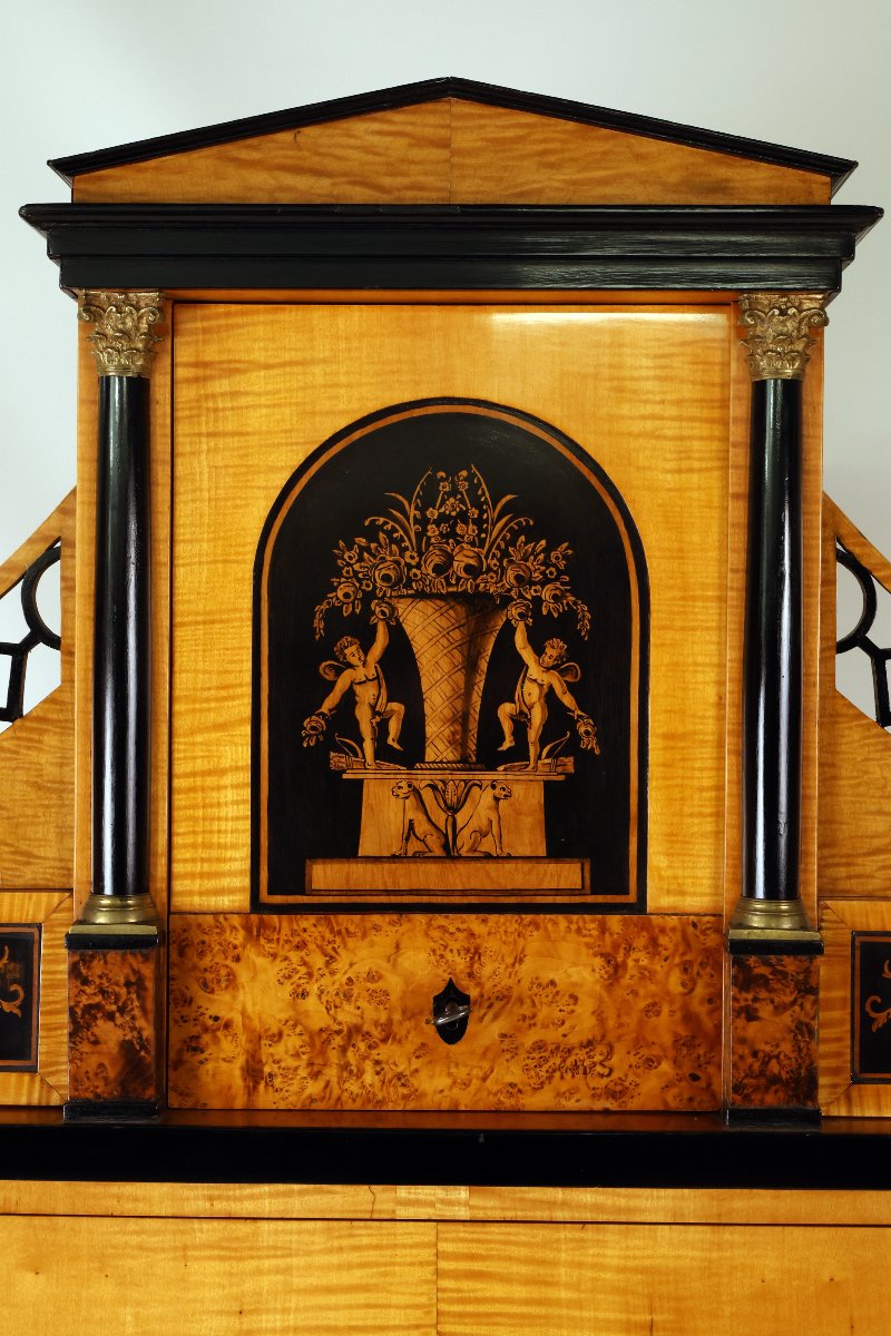 Fine Biedermeier Maple Secretaire, North Germany (braunschweig), Circa 1815-photo-6