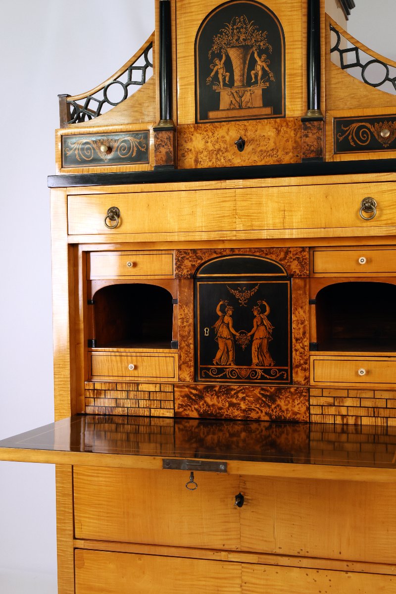 Fine Biedermeier Maple Secretaire, North Germany (braunschweig), Circa 1815-photo-7