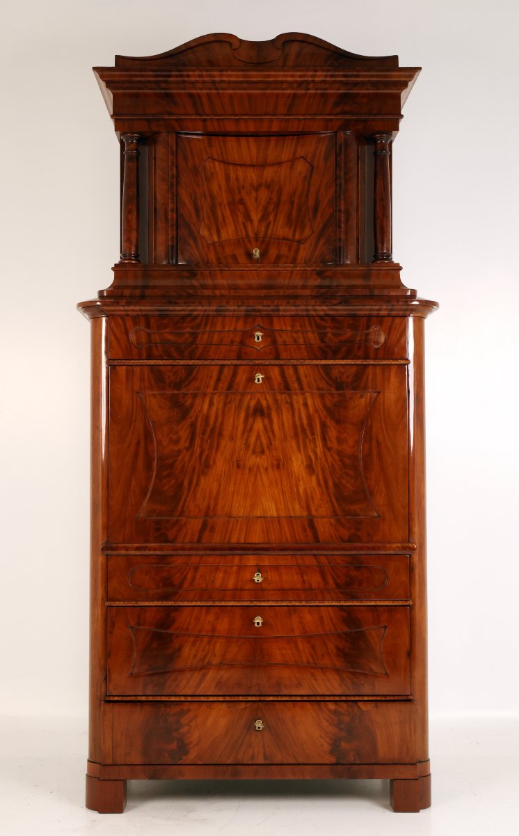 Secrétaire à abattant Biedermeier en acajou, début du XIXᵉ siècle-photo-3