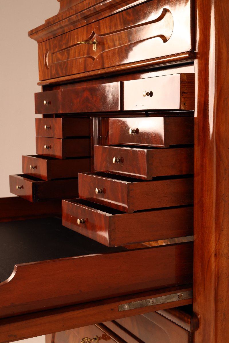 Secrétaire à abattant Biedermeier en acajou, début du XIXᵉ siècle-photo-1