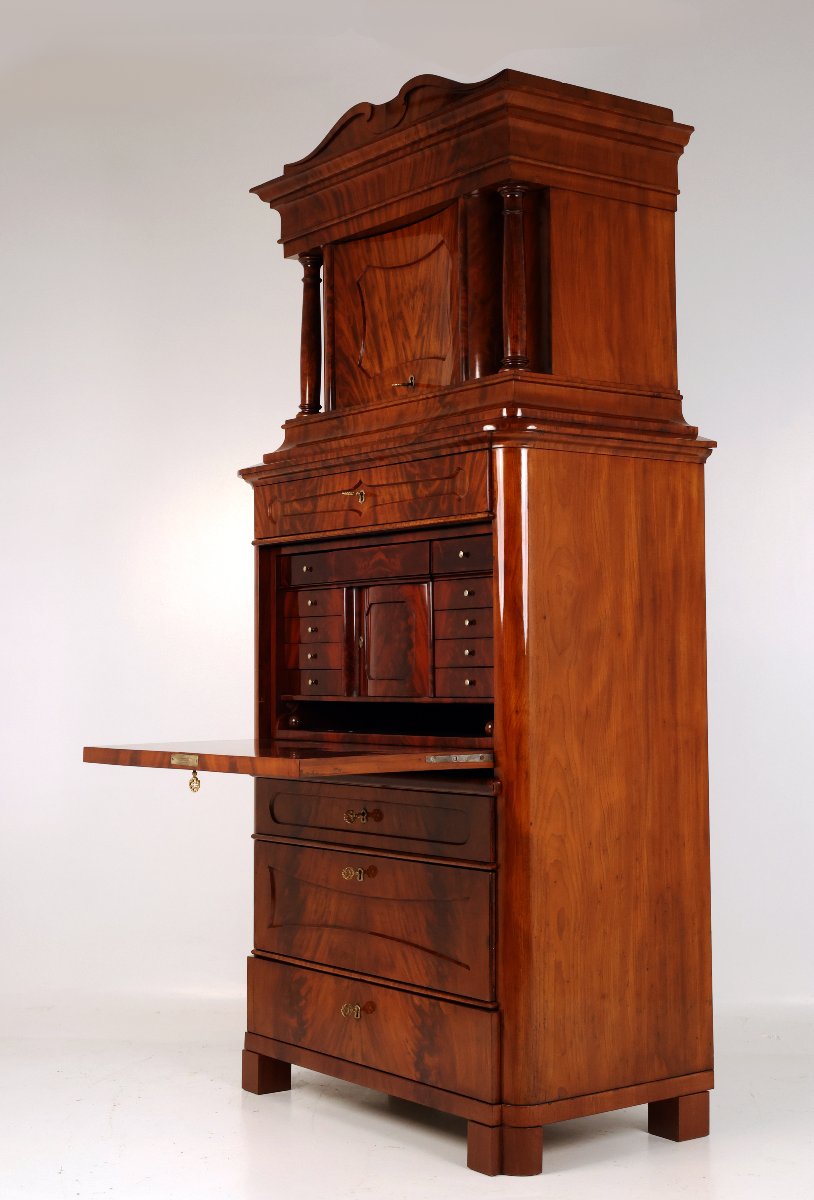 Secrétaire à abattant Biedermeier en acajou, début du XIXᵉ siècle-photo-3