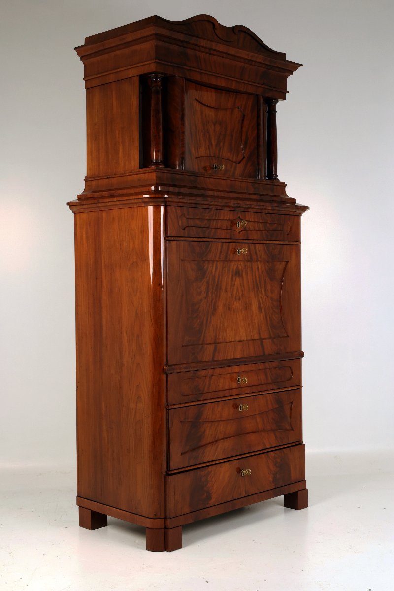 Secrétaire à abattant Biedermeier en acajou, début du XIXᵉ siècle-photo-4