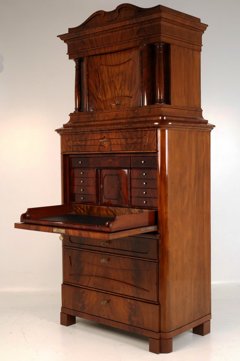 Secrétaire à abattant Biedermeier en acajou, début du XIXᵉ siècle-photo-5