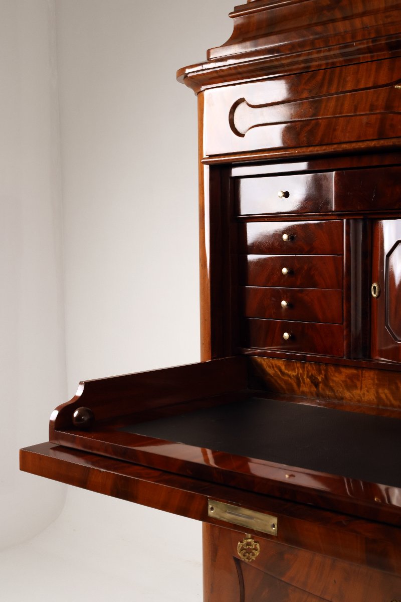 Secrétaire à abattant Biedermeier en acajou, début du XIXᵉ siècle-photo-6